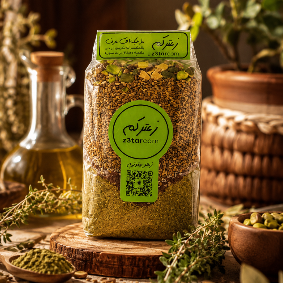 زعتركم بالزعتر الأخضر مع الزيت والزعتر